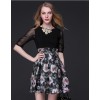 TE9100LLYG Debutant temperament elegant print splicing A-line dress