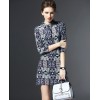 TE9101LLYG New style vintage lapel slim silk print dress