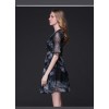 TE9102LLYG Elegant v neck chiffon print slim waist dress