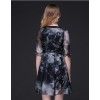 TE9102LLYG Elegant v neck chiffon print slim waist dress