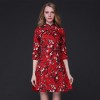 TE9103LLYG Europe fashion print half sleeve A-line dress