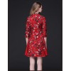 TE9103LLYG Europe fashion print half sleeve A-line dress