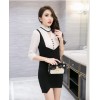 TE9270WMSS New style stand collar hollow out sexy slim splicing fake two piece dress