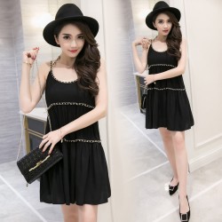 TE9272WMSS Summer new fashion chains halter a line bouffant dress