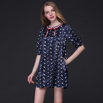 TE9645LLYG Europe fashion temperament crown print large size dress