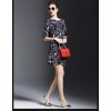 TE9646LLYG Temperament letters print half sleeve slim silk dress