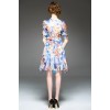 TE9647LLYG Summer new style round neck split vintage print slim silk dress