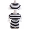 TE9940WJYS Lattice net sleeve stripes round neck top