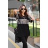 TE9787WJYS Bling bling stripe pattern loose long t-shirt