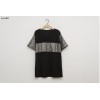 TE9787WJYS Bling bling stripe pattern loose long t-shirt