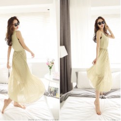 TE9788WJYS Korean style drape slim long dress