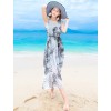 TE9849MSJ Bohemia vintage Chinese ink painting chiffon two pieces maxi dress