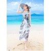 TE9849MSJ Bohemia vintage Chinese ink painting chiffon two pieces maxi dress