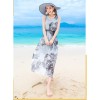 TE9849MSJ Bohemia vintage Chinese ink painting chiffon two pieces maxi dress