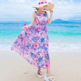 TE9865MSJ Bohemia gallus shivering print beach maxi dress