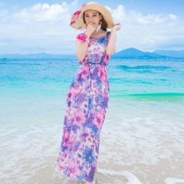 TE9865MSJ Bohemia gallus shivering print beach maxi dress