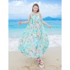 TE9866MSJ Bohemia beach chiffon print maxi dress with belt