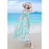 TE9866MSJ Bohemia beach chiffon print maxi dress with belt