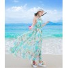 TE9866MSJ Bohemia beach chiffon print maxi dress with belt