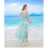 TE9866MSJ Bohemia beach chiffon print maxi dress with belt