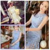 TE0327YJR Slim hollow out lace dress