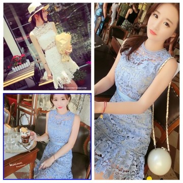 TE0327YJR Slim hollow out lace dress