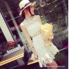 TE0327YJR Slim hollow out lace dress