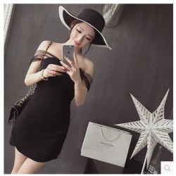 TE9895YBF Thailand trendy brand mesh flat shoulder slim dress