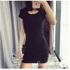 TE9904YBF Sexy rib cotton slim backing dress