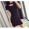 TE9904YBF Sexy rib cotton slim backing dress