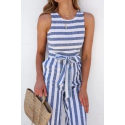 5260 hot sale high fashion sleeveless stripes jumpsuit