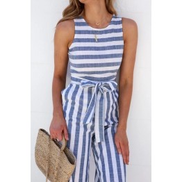 5260 hot sale high fashion sleeveless stripes jumpsuit