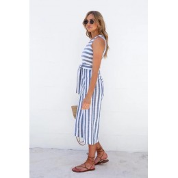 5260 hot sale high fashion sleeveless stripes jumpsuit