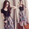 680 short-sleeved v neck printed chiffon dress