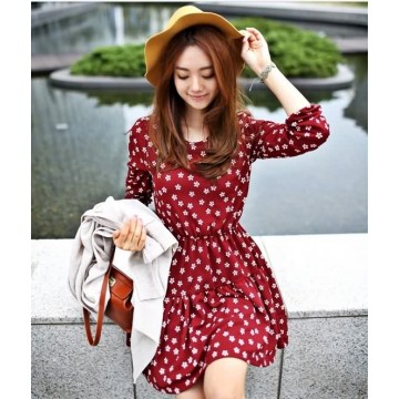 TE9021AYY Japanese Fashion Street Snap Slim Waist Dress