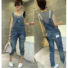 TE8007MNH Good-looking Thin Denim suspender trousers