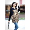 TE5940HJFS Leopard Printing Loose Large Size T-shirt