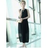 TE68056YWQS Korean Fashion Vest Chiffon Maxi Dress