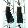 TE68056YWQS Korean Fashion Vest Chiffon Maxi Dress