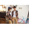 TE6533YHZL Korean Fashion Loose Joker Plaid Couple Shirt