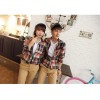 TE6533YHZL Korean Fashion Loose Joker Plaid Couple Shirt