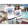 TE8686QQ Korean Fashion Simple Printing Couple T-shirt and Shorts Set for Girl