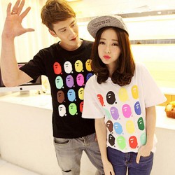 TE9208QQ Korean Fashion Trendy Causal Couple T-shirt