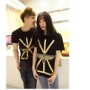TE9209QQ Korean Fashion Gilding Eagle Printing Causal Couple T-shirt for girl