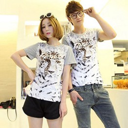 TE5012ASY Japanese Fashion Tiger Head Printing Couple T-shirt (for boy)