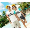 TE9189QQ Contract Color Letters Printing Couple T-shirt and Shorts Set for Girl