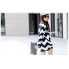 TE86009JYS Autumn loose water ripple stripes long T-shirt