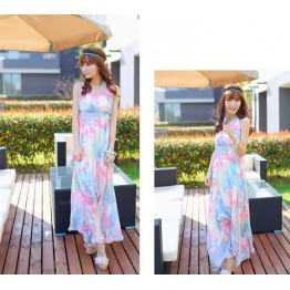 TE6533YYM Bohemia style v-neck halter chiffon maxi dress