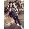 TE9689AYY Korean fashion beads stripes splicing short sleeve T-shirt