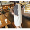 TE9689AYY Korean fashion beads stripes splicing short sleeve T-shirt